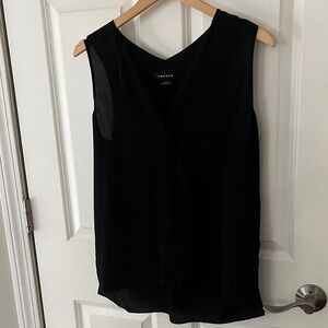 Trouve Silk semi sheer Black Sleeveless v neck high low Blouse sz small